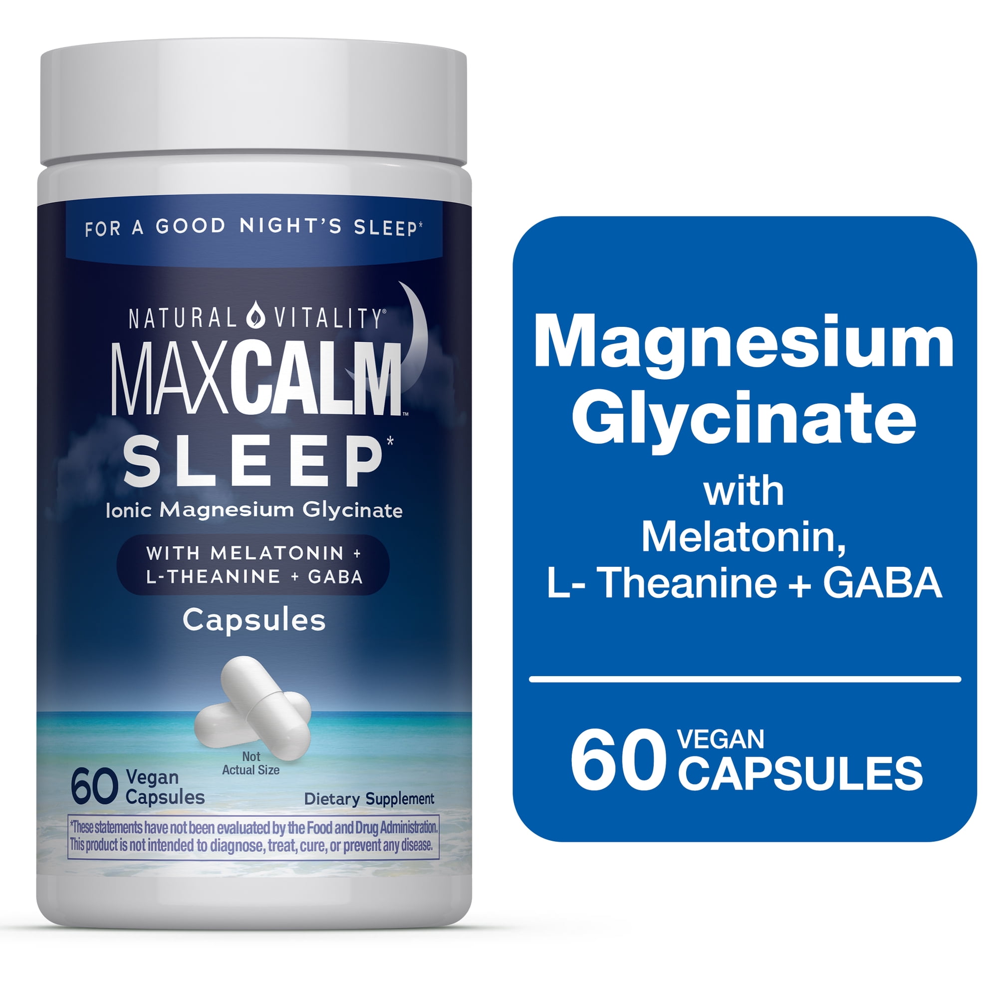 Nature's Vitality CALM Sleep Magnesium Glycinate 60 Vegan Capsules