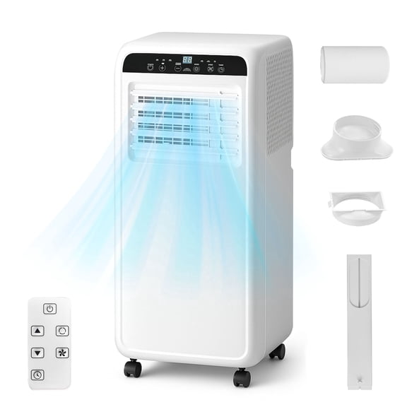 Erivess 8000 BTU 3-in-1 Portable Air Conditioner, Cooling/Dehumidifier/Fan, Cools Up to 400 Sq.Ft, LED Display & Remote Control, for Dorms, Apartments, Office