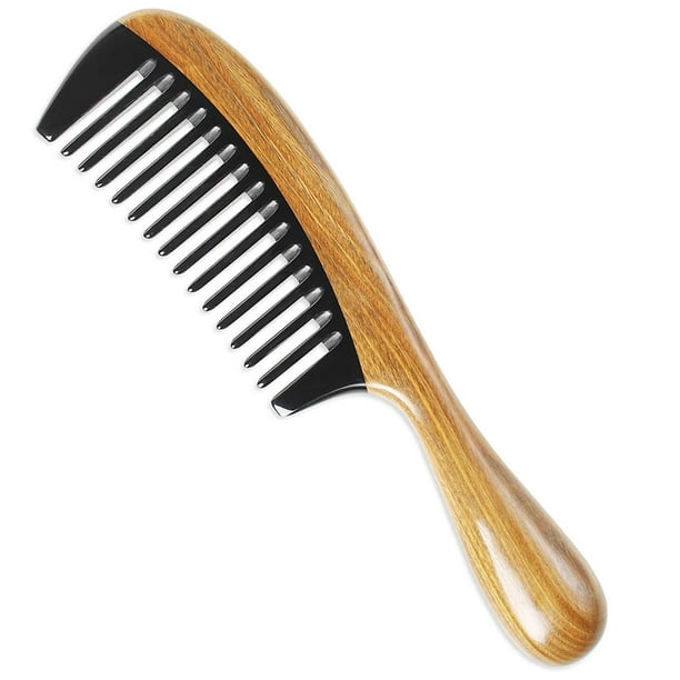 Wide Tooth Comb - No Static Wooden Hair Comb for Detangling - Natural  Sandalwood Horn Comb for Women and Men 