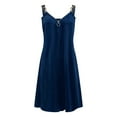 thumbnail image 3 of Sngxgn Women Square Neck Lantern Long Sleeve Ruched Mini Dress(Navy,S), 3 of 3