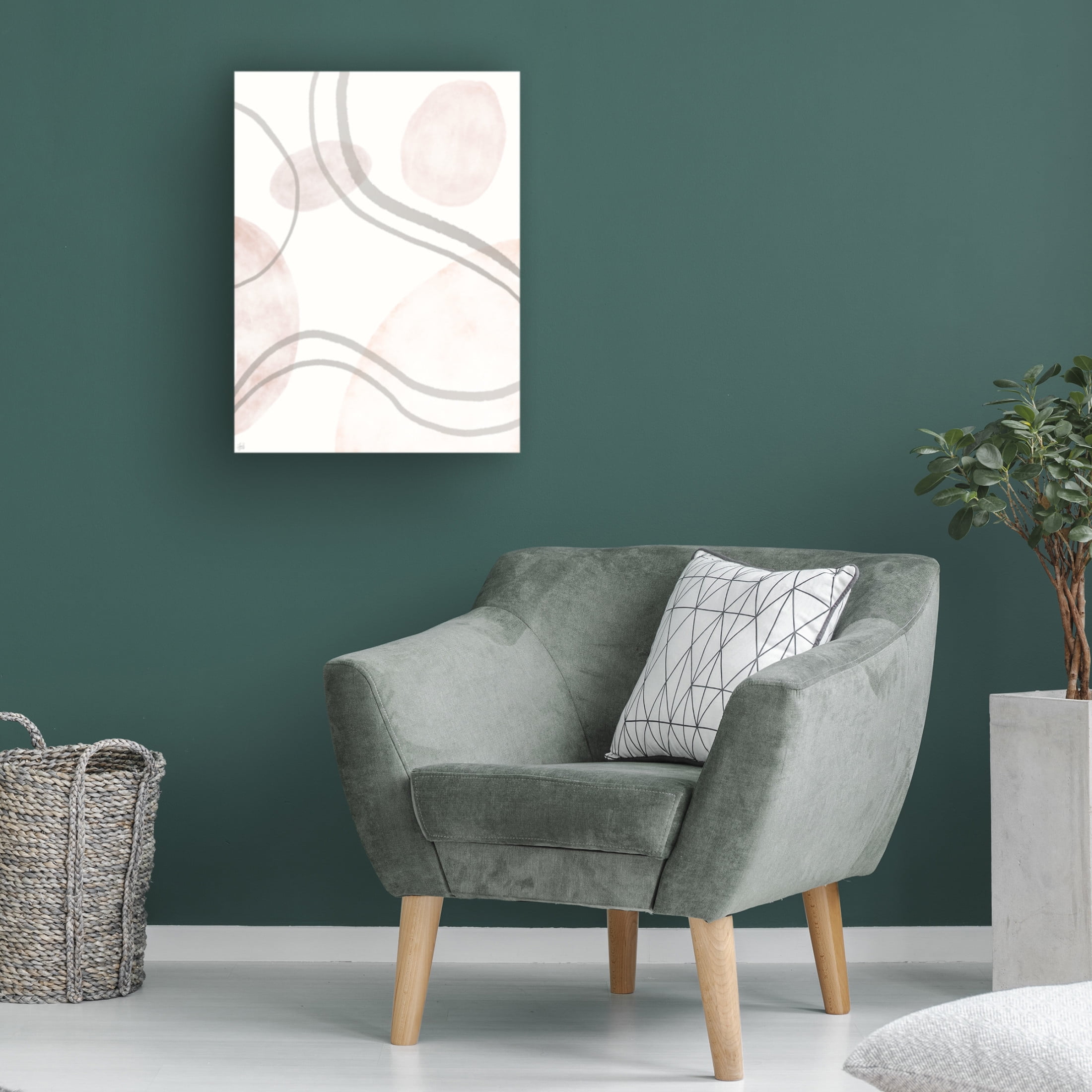Canvas Wall Art - Line and Brush 'Line & Bubble Space 1' Wall Art for Living Room, Bedroom, or Office Décor by Trademark Fine Art - 18 x 24 Inches