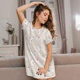 thumbnail image 3 of Gukieu Beautiful Rabbit Print Women's Nightgown, A-line Round Neck Short-sleeved Nightgown Pajamas Home Wear Suitable for Home and Outing, 3 of 6