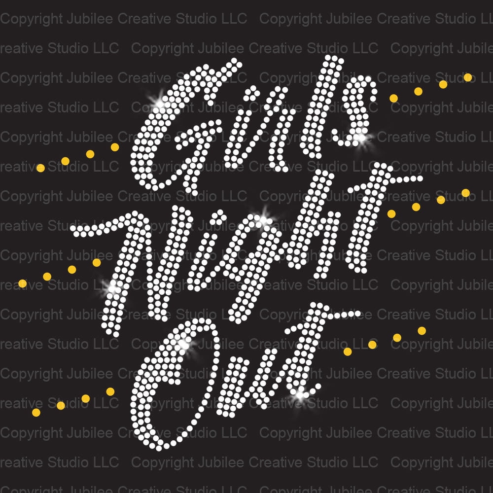 Girls Night Out Rhinestone & Gold Rhinestud Iron-on Transfer by JCS Rhinestones