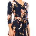 thumbnail image 5 of Moa Collection Women's Floral Print Faux Wrap Dress with Deep V-neck and Waist Tie, 5 of 6