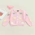 thumbnail image 2 of Kids Sweater  Heart Patterns  Neck Long Sleeve Cardigan Knitwear for Fall Winter  1-9 Years, 2 of 7
