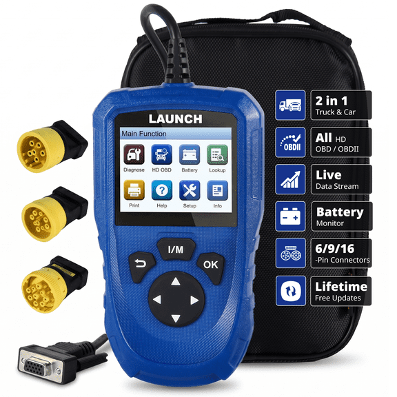 LAUNCH CR HD V2 Scanner, 2-in-1 HD OBD & OBD2 Code Reader for Cars and Trucks, Full System Diesel Diagnostic Tool for Commercial Vehicles& Cars,Quick DTC Lookup,Battery Voltage Check, Lifetime Free U