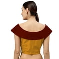 thumbnail image 3 of eloria Women's Art Silk Boat Neck Sleevless Partywear Filler Blouse Top, Color : Mustrad & Marron, 3 of 6