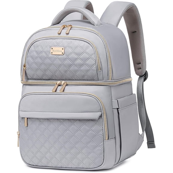 Insulated Double Decker Backpack Cooler Lunch Bag Gray