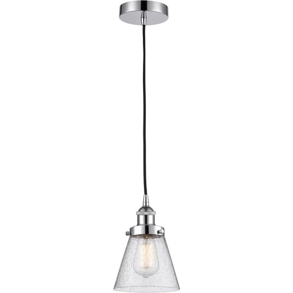 616-1PH-PC-G64 Innovations Lighting Cone - 1 Light Mini Pendant In Industrial Style-8 Inches Tall and 6 Inches Wide-Polished Chrome Finish-Seedy Glass
