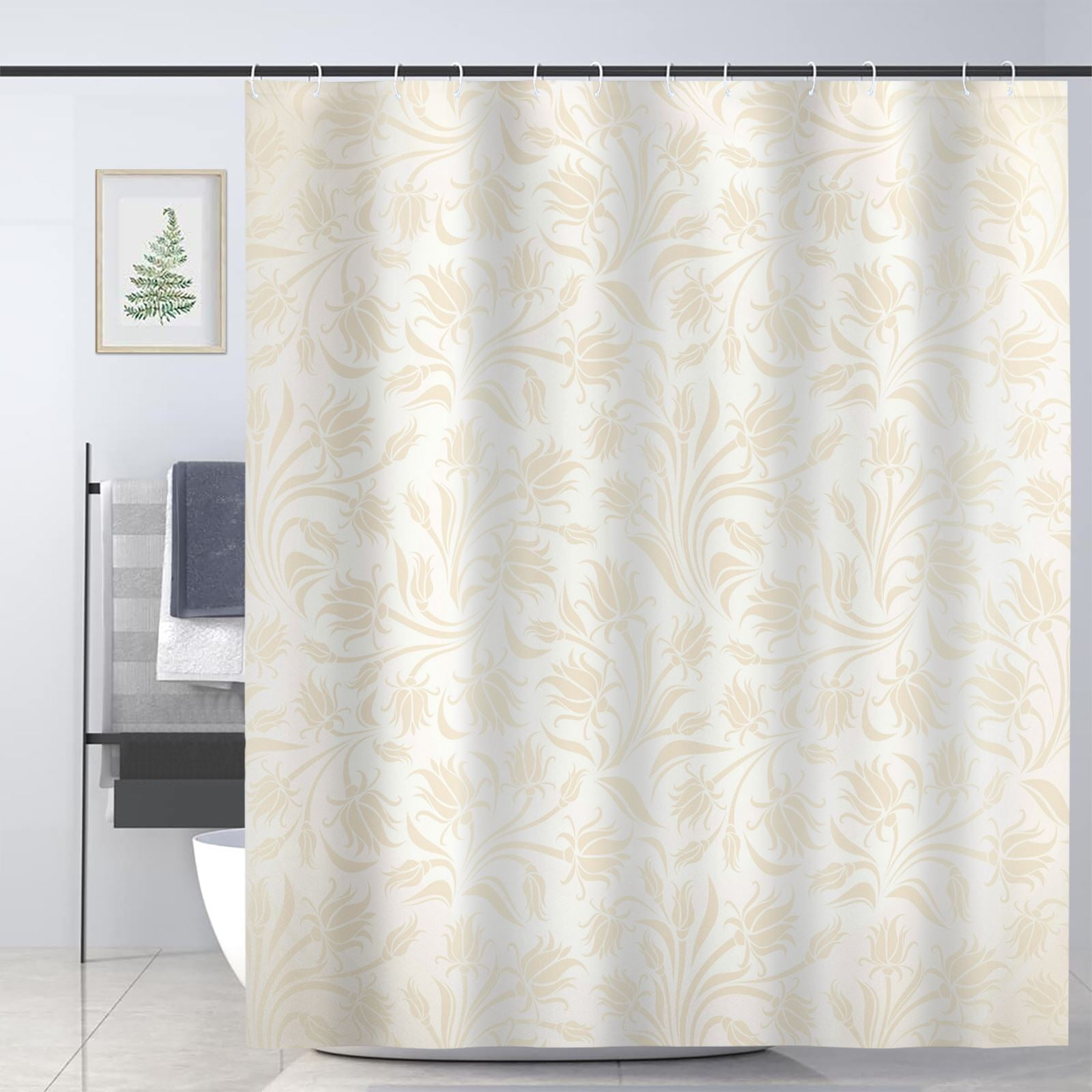 JOOCAR Ivory Shower Curtain for Bathroom Decoration Fabric Shower