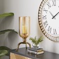 thumbnail image 3 of DecMode Gold Aluminum Metal Single Candle Hurricane Lamp, 3 of 9