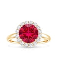 thumbnail image 4 of Rosec Jewels Certified Lab Grown Ruby Engagement Ring with Halo - Round Ruby Diamond Ring for Women (2 Carat, AAAA Quality), 14K Yellow Gold, US 6.50, 4 of 8