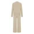 thumbnail image 5 of YUGYXL Women Loose Solid Suits V-Neck Pullover Knit Sweaters Tops Wide Leg Pants Two Piece Outfits Beige L, 5 of 6