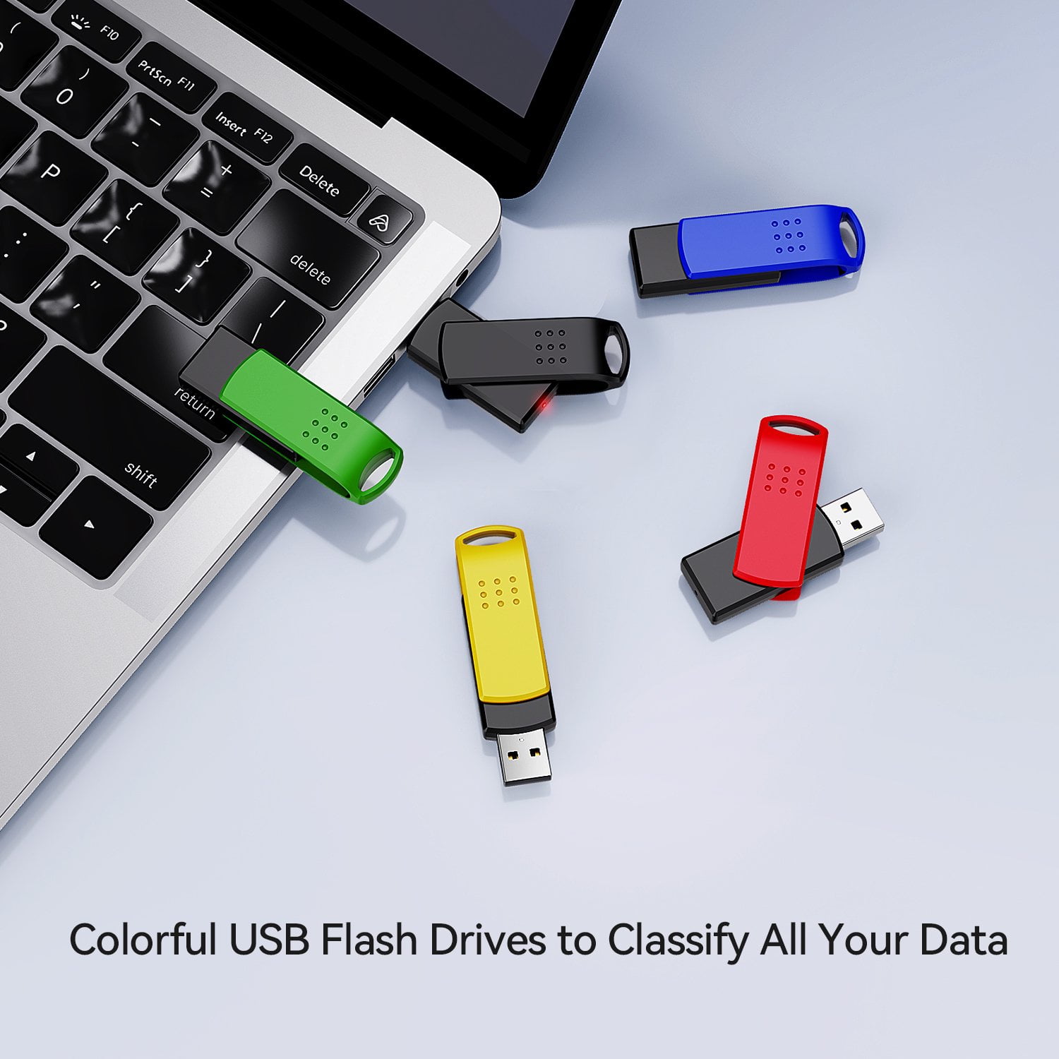 KEXIN 5 Pack 64GB USB Flash Drive USB 2.0, Colorful Pen Drive for Photo Video File Music – Green, Red, Black, Blue, Yellow