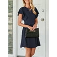 thumbnail image 6 of DOKOTOO Cocktail Dresses for Women Spring Summer - Crewneck Ruffle Sleeve High Waist Flowy Mini Dress, 6 of 10