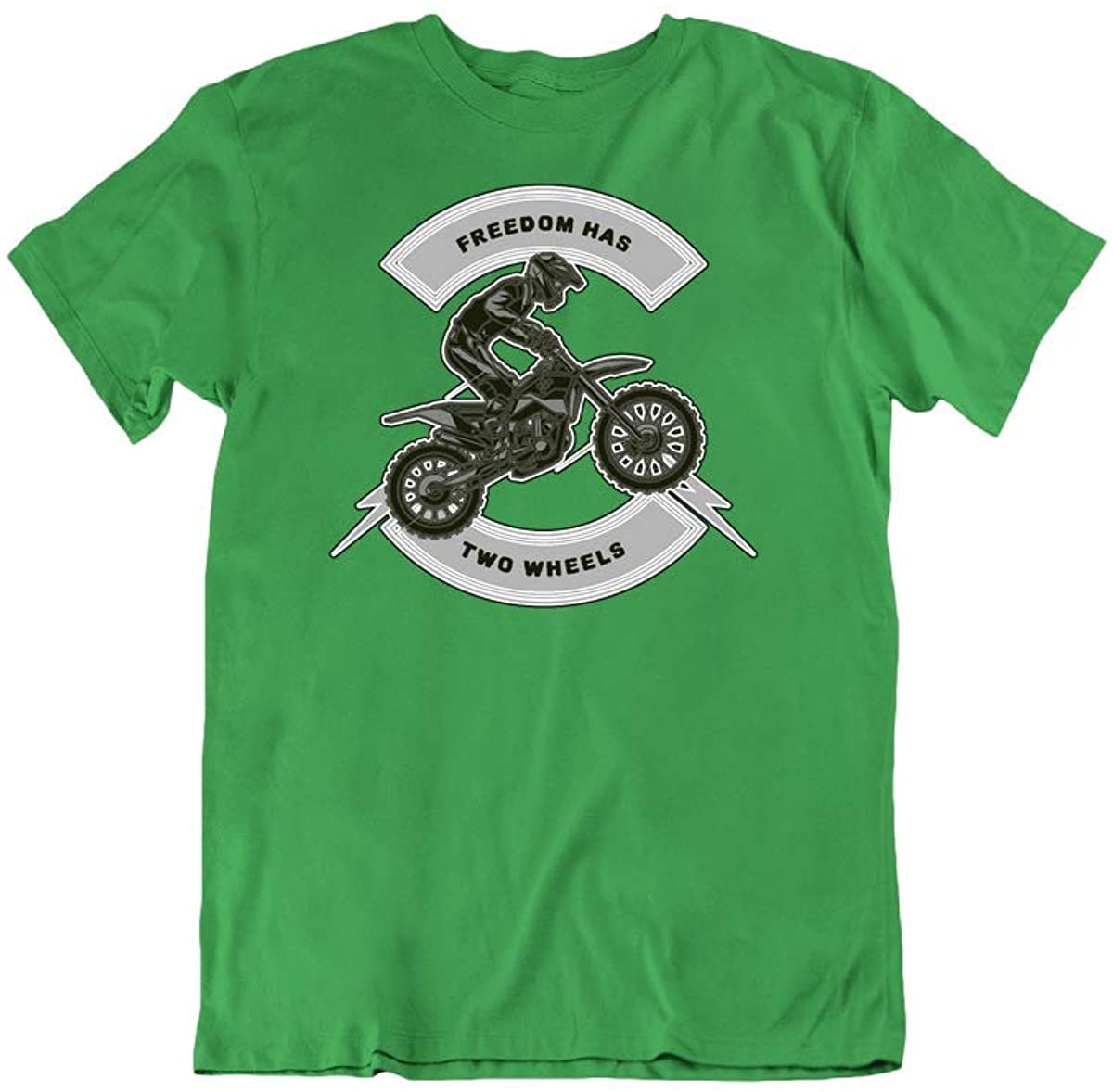 Freedom Has Two Wheels Motocross Motorcycle Novelty Fashion Design Cotton T Shirt Green Walmart Com Walmart Com