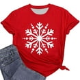 thumbnail image 2 of Women's T-Shirts Cute Christmas Snowflake Print Round Neck Short Sleeve T Shirt for Festive Holiday Cheer, 2 of 3