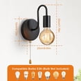 thumbnail image 2 of Black Pull Chain Wall Sconce with Switch Vintage Wall Lights E26 Industrial Wall Lamp Retro Wall Lighting Hard Wired Sconces Lighting for Mirror Bedroom Hallway, 2 of 13