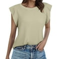 thumbnail image 1 of HNMKIU Hauts de Yoga Sans Manches Mode Décontractée T-Shirt à Manches Courtes Col Rond Couleur Unie Haut Ample Gilet 1, 1 of 4