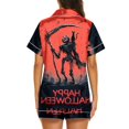thumbnail image 4 of Womens Pajama Sets Halloween Print Buttoned Waist Set Short Sleeve Top and Shorts, 4 of 4