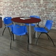 thumbnail image 3 of Regency 42 in Round Breakroom Table- Mahogany Top, Chrome Legs, 4 M Stack Chairs- Blue, 3 of 7