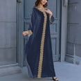thumbnail image 4 of Oplxuo Applique Embroidery Abayas for Women Muslim Long Sleeve Maxi Dress Loose Full Cover Islamic Dubai Robe Kaftan Dresses, 4 of 5