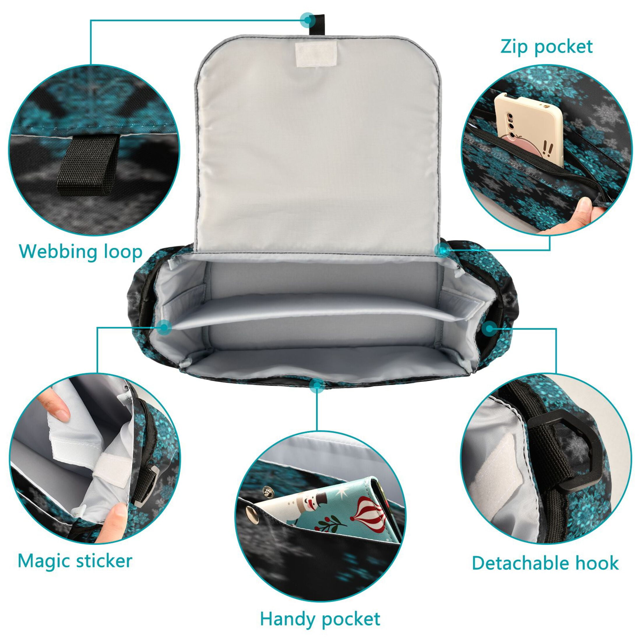 DIXRUYEE Stroller Organizer Azulstar Printed