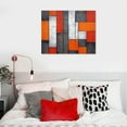thumbnail image 4 of ONETECH Large Hand Painted Modern Oil Painting on Canvas Square Textured Orange Black White Abstract Wall Art Decor for Living Room Bedroom Framed 20\x16\, 4 of 4