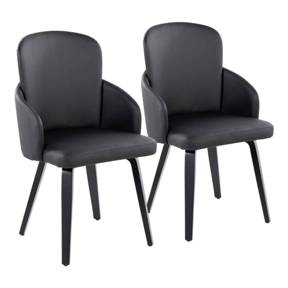 Lumisource Dahlia Set Of 2 Dining Chair In Black Wood Finish CH-DAHLIA2-W BKBK2