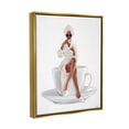 thumbnail image 5 of Stupell Industries Chic Coffee Teacup Woman Sipping Robe Sunglasses Metallic Gold Framed Floating Canvas Wall Art, 24x30, by Ziwei Li, 5 of 5