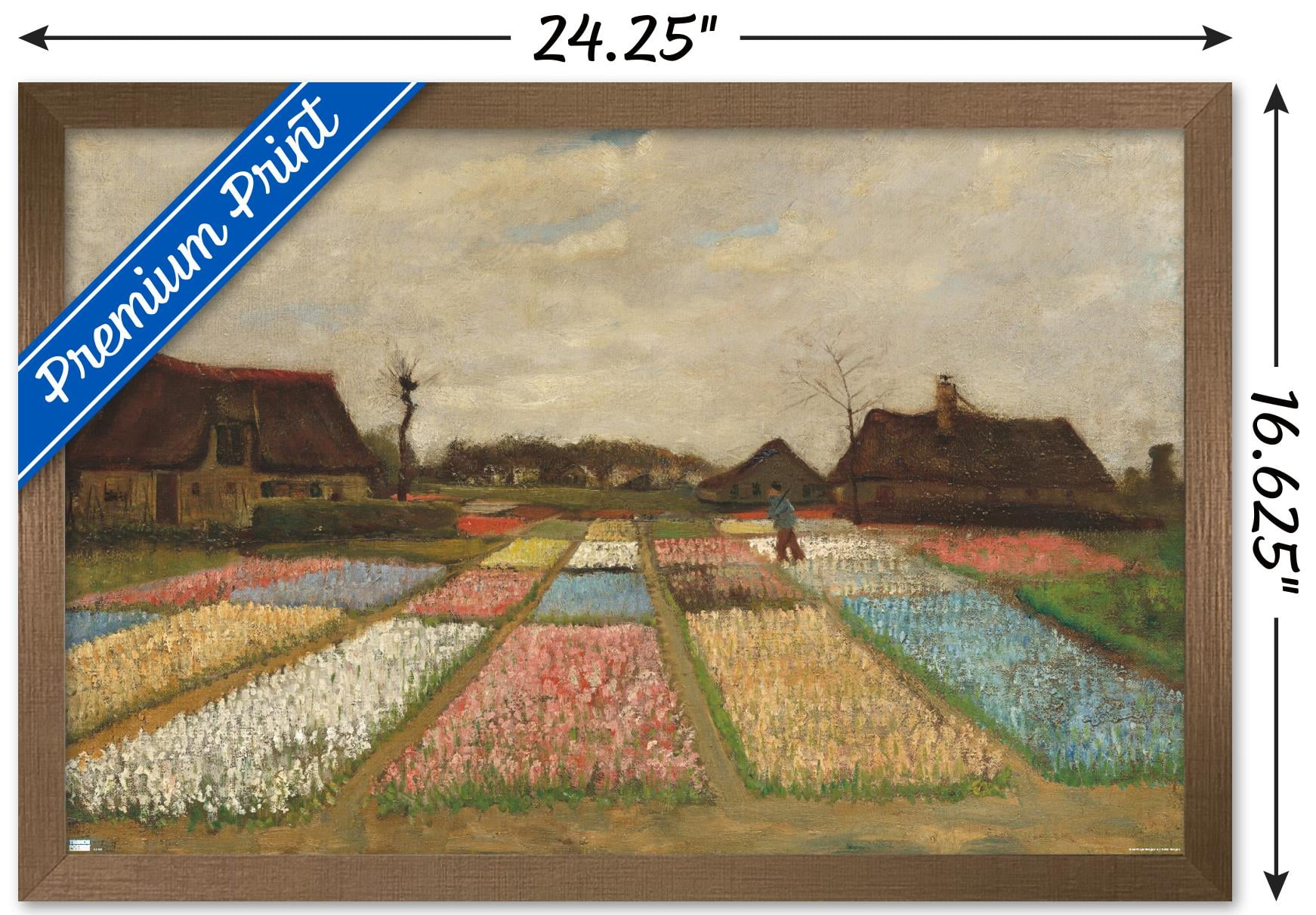 Flower Beds in Holland by Vincent van Gogh Wall Poster, 14.725" x 22.375" Framed