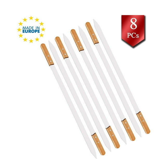 Shish Kabob Flat Skewers for BBQ, Brazilian Kabob Skewers, Wooden