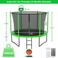 thumbnail image 6 of Jump Into Fun 10FT Trampoline for 3-4 Kids, 1000LBS Capacity Trampolines with Enclosure, Basketball Hoop, Wind Stakes, Heavy Duty Outdoor Galvanized Anti-Rust Coating Recreational Trampoline, 6 of 7