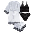thumbnail image 6 of Women's Long Pyjama Set Placket Silk Night Lingerie Women's Tops And Shorts Casual Plain Sleepwear Nightdress Pajamas Women Set Pajamas for plus Size Women Teacher Pajamas Sleepwear Short Pajamas for, 6 of 7