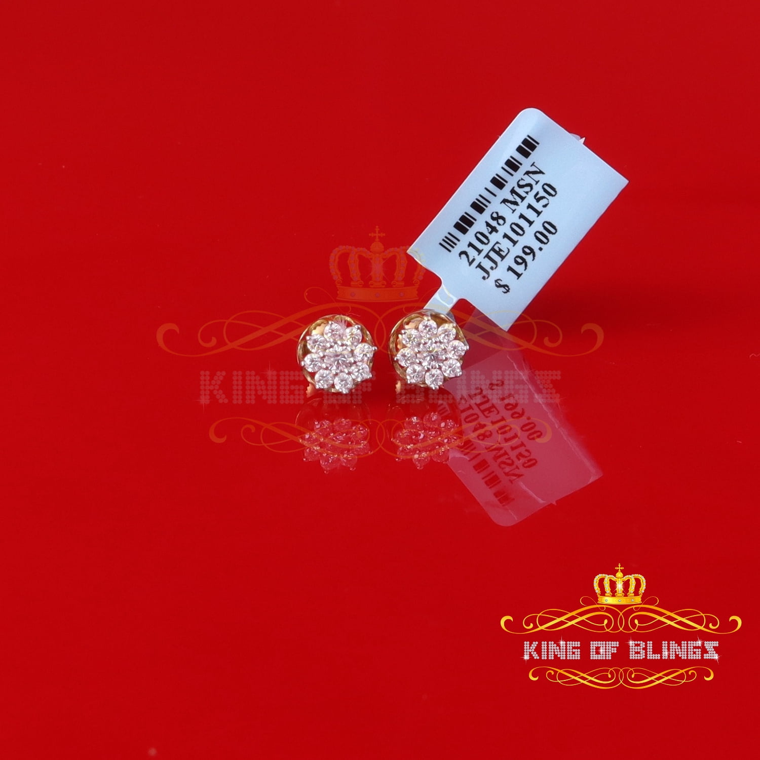 King of Bling's Men's/Womens 925 Silver Yellow 0.50ct VVS 'D' Moissanite Round Stud Earrings