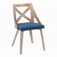 thumbnail image 3 of American Country White Washed Wood & Blue Fabric Dining Chairs - 2-Pack with Cushioned Seats, 3 of 5