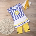 thumbnail image 6 of Douhoow 0-6Y Toddler Girl Summer Clothes Flying Sleeve Stripe T-Shirt Tops Yellow Shorts, 6 of 8