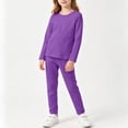 thumbnail image 5 of NAISIBABY Girls 2 Piece Loungewear Set,Long Sleeve Crew Neck Shirt and Elastic Waist Pants Home Clothes Daily Casual Purple Size 9, 5 of 6