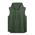 thumbnail image 5 of UVEASISHA Men's Sleeveless Hoodie Lightweight Workout Hooded Tank Tops Casual Fashion Drawstring Gym Muscle T Shirts Solid Color Loose Athletic Tanks Army Green 4XL, 5 of 7