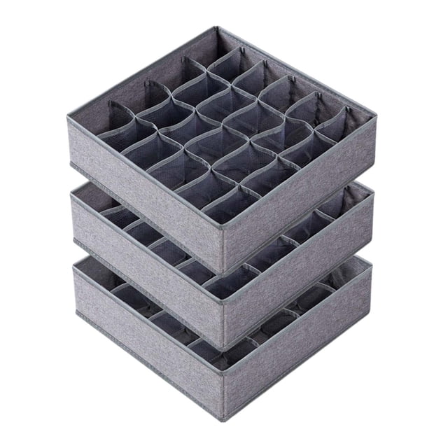 3 divisores organizadores para cajones de ropa interior y calcetines, para armario de artículos del hogar. Gris