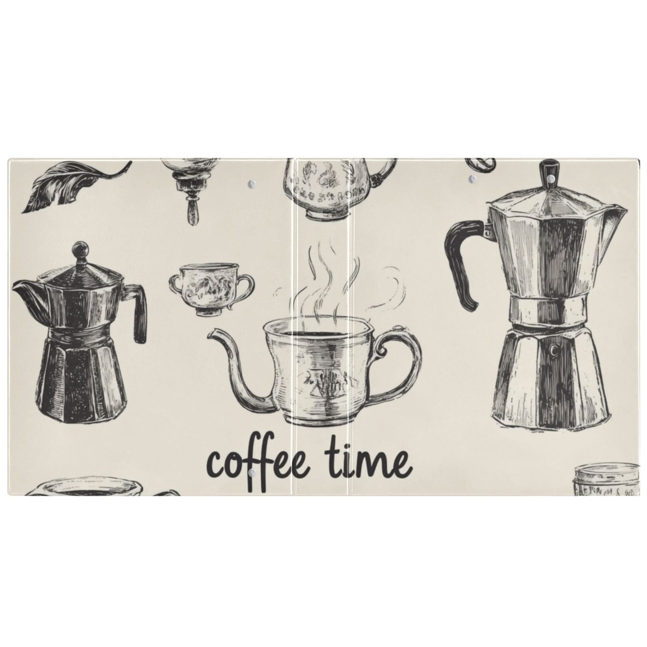 Vintage Coffee Time 3 Ring Binders 1.5 inch Hardcover File Folders with Interior Pockets A4 Size Organizer for School Office Hospital