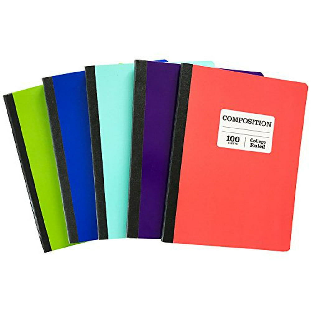 College Ruled Composition Notebook 100 Sheet 5 Pack 5 Color