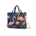 thumbnail image 7 of FORMRS Womens Corduroy Tote Bag Crossbody Shoulder Handbag with Pocket, Floral Flamingo, 7 of 7