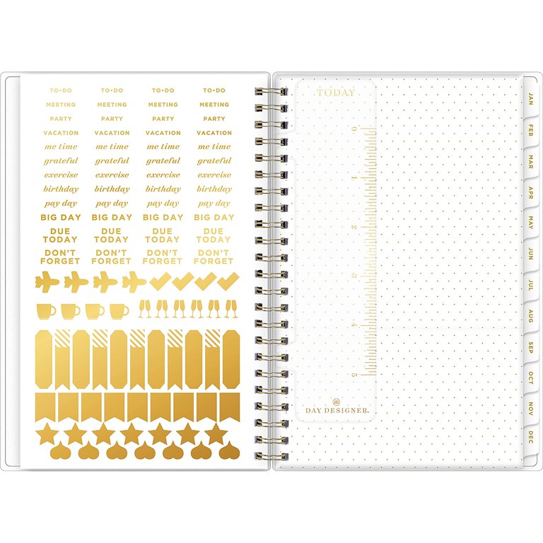 Day Designer Palms Weekly/Monthly Planner, Palms Artwork, 8 x 5,  Green/White Cover, 12-Month (Jan to Dec): 2024