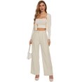 thumbnail image 2 of Pantalones anchos FUNYYZO pantalones de negocios de cintura alta para mujer, 2 of 6