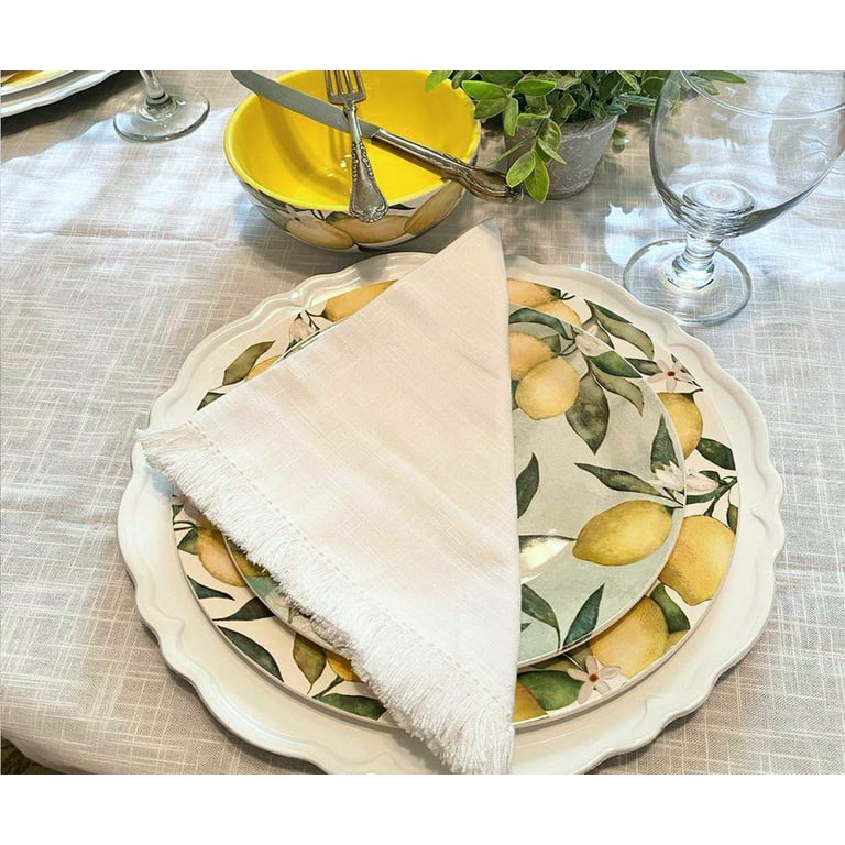 Aqua Floral White Cloth Napkins Set of 4 - Washable Dinner Napkins Reusable  Table Napkins for Home Party Weeding Dining Table Setting Decoration