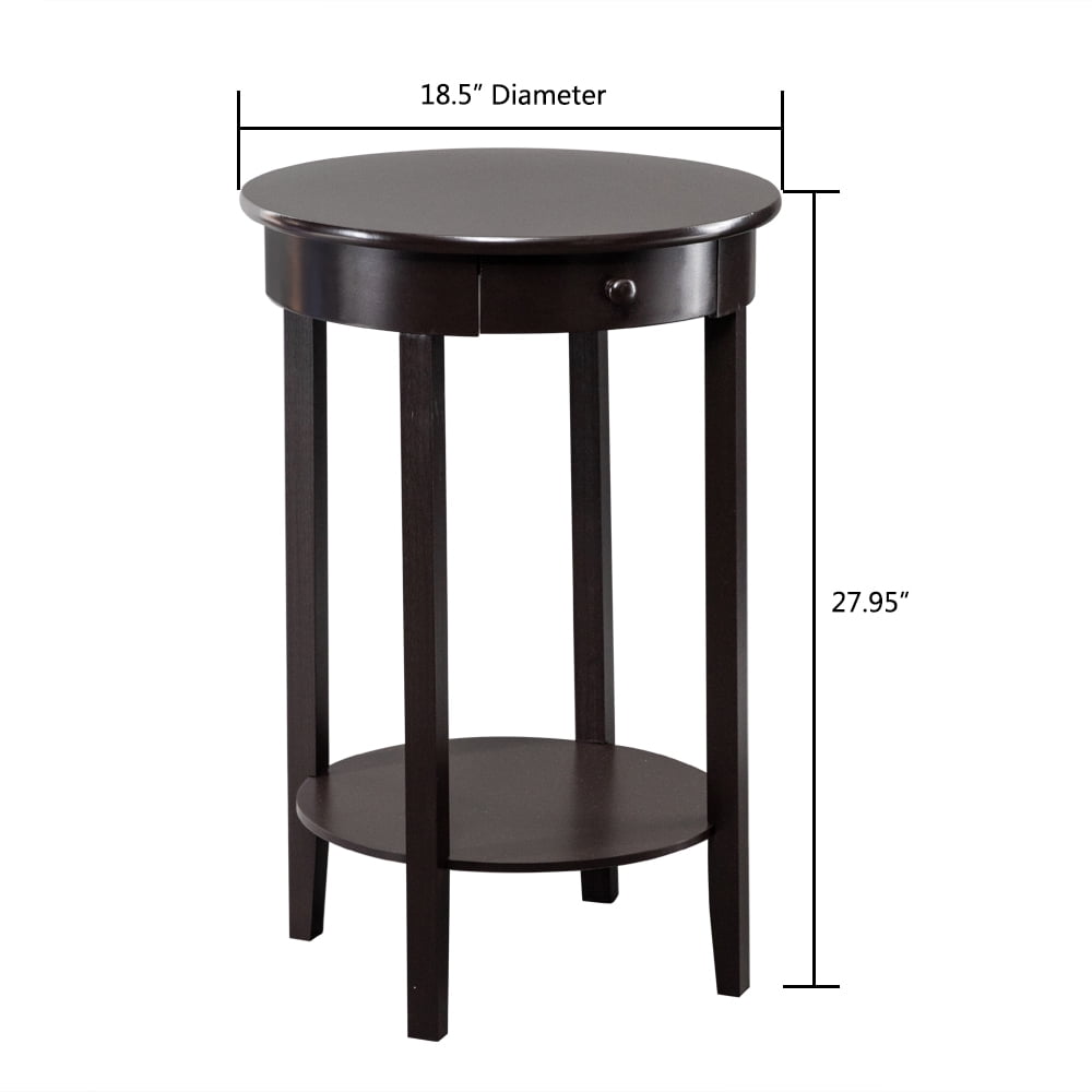 Kepooman 2 Layer Round Coffee Table with Top, Simple Round Side Coffee Table with Drawer, Brown Kepooman 2 Layer Round Coffee Table with Top, Simple Round Side Coffee Table with Drawer, Brown