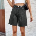 thumbnail image 2 of Yesfashion Wholesale Womens  Adjustable Waist Denim Shorts Vintage Baggy Mid Rise Jeans Summer Knee Length Short Pants, 2 of 7