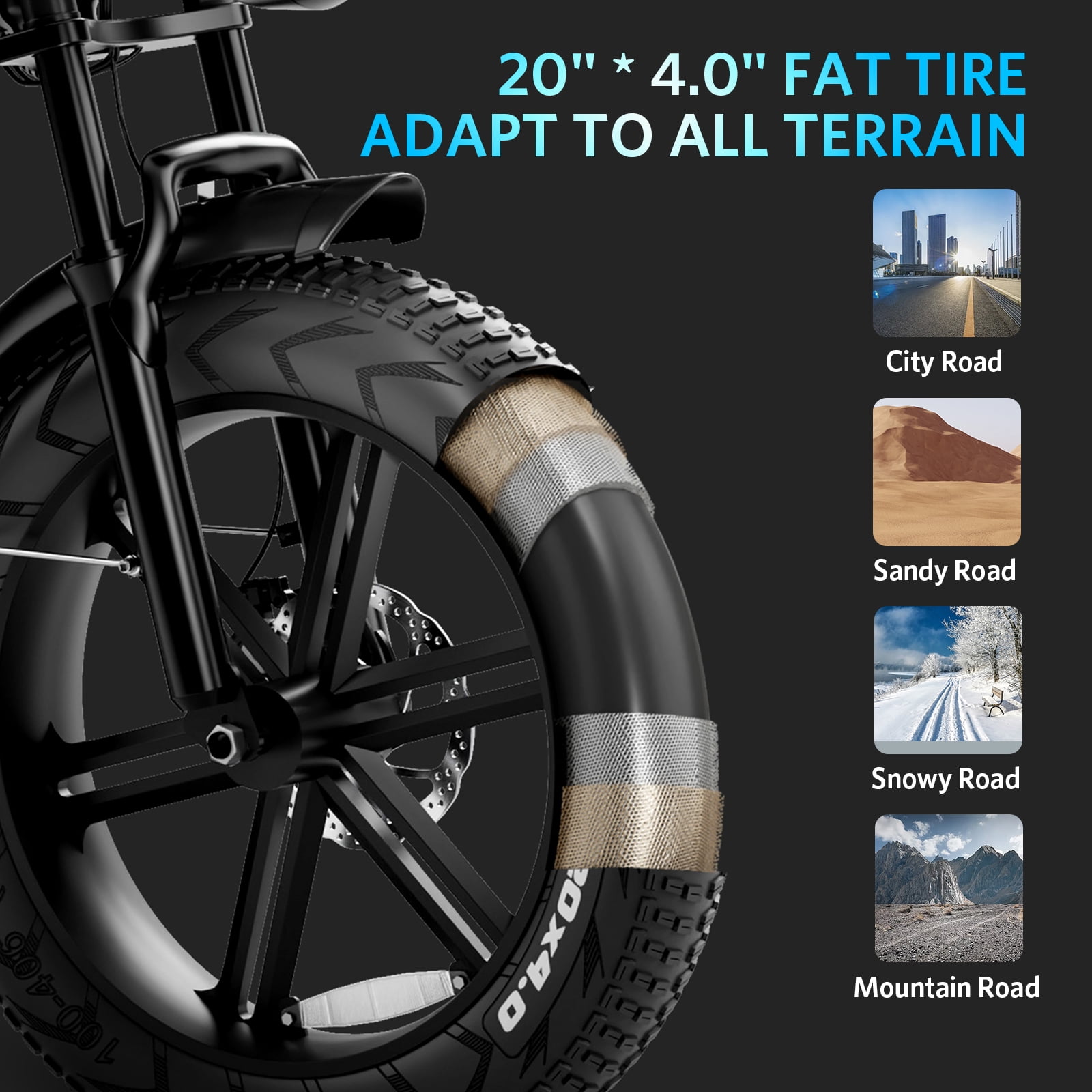 OUXI Electric Bike Adults, 20" x 4.0 Fat Tire Ebike with 48V 15Ah Battery, Peak 1000W Electric Bicycles, 31MPH Electric Mountain Bike, Shi-mano 7 Speed, Ebike for Adults UL2849