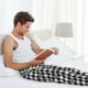 thumbnail image 5 of Balery Black Tartan Plaid Pantalones de pijama para hombre, pijama ultraligero, pantalón de descanso-Medium, 5 of 6